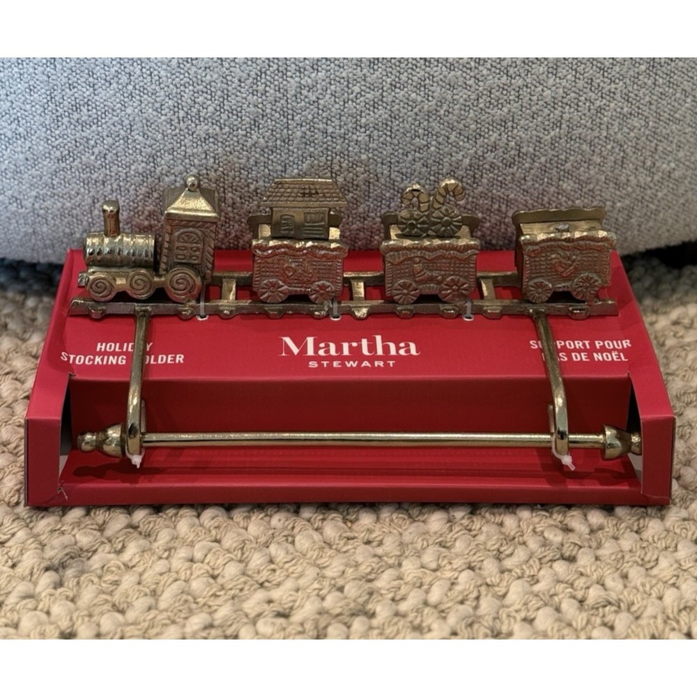 Martha Stewart Christmas Holiday Stocking Holder Rod Train On Track NIB